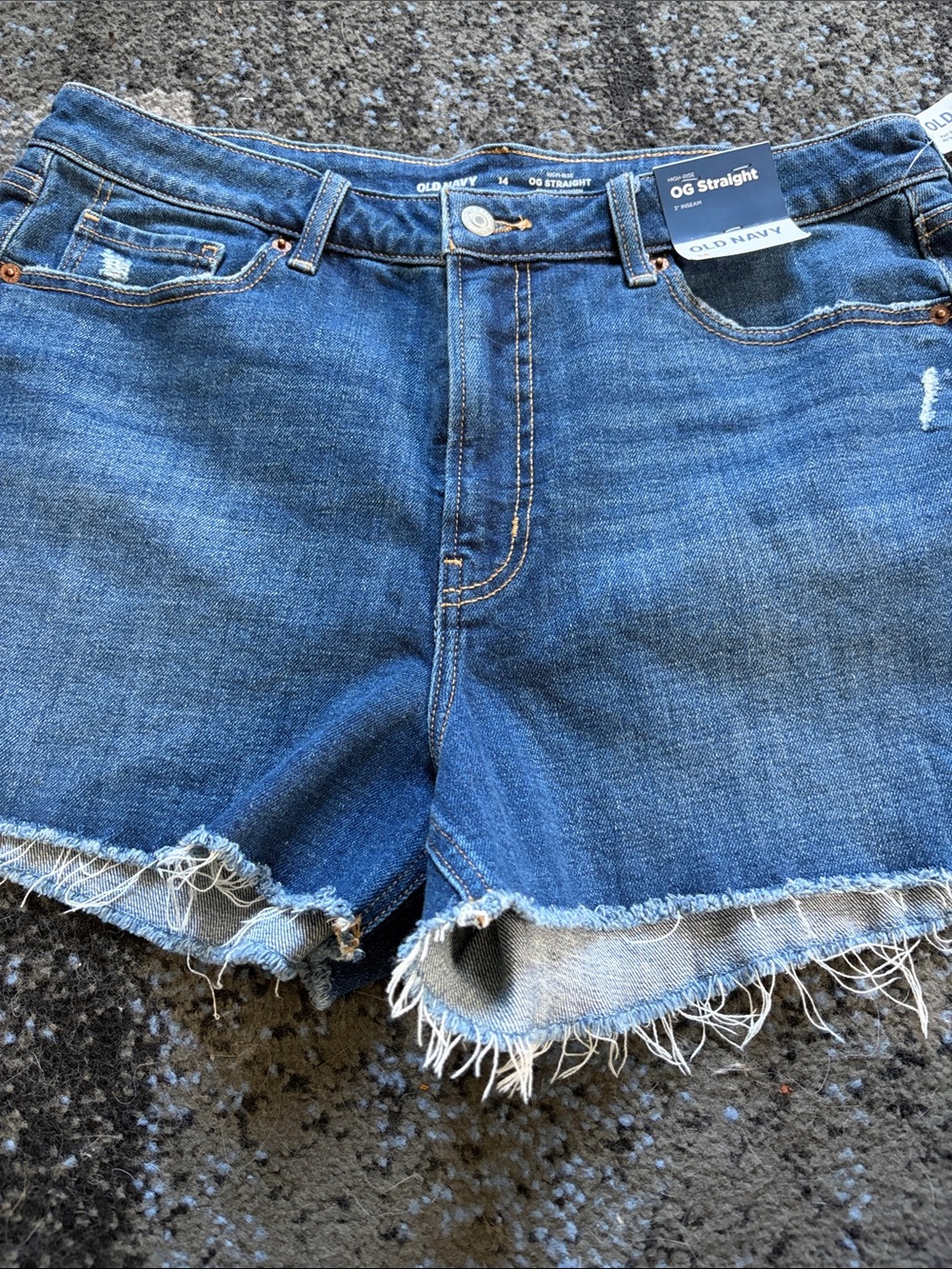 Old Navy Dark Blue Frayed Denim Cutoff Shorts